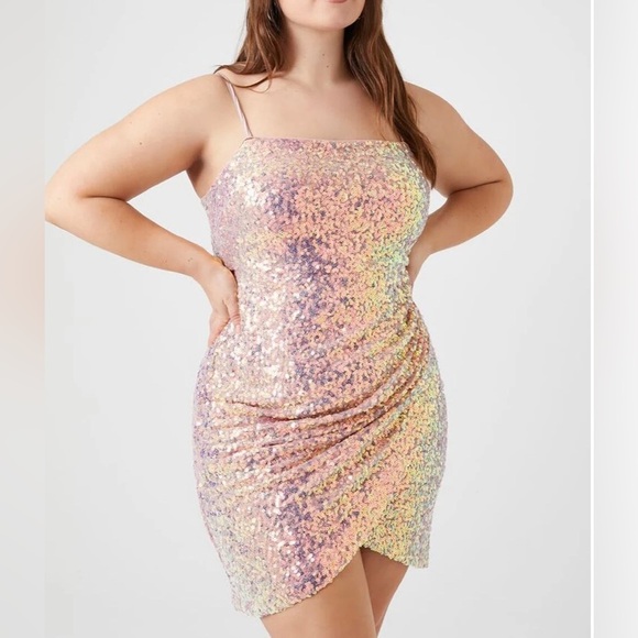 Sequin Iridescent tulip hem plus size cocktail party dress nwot - Picture 1 of 5